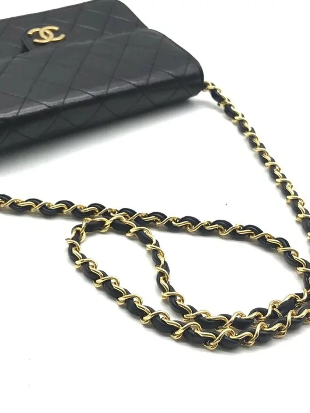 Authentic CHANEL Classic mini single flap black lambskin shoulder bag